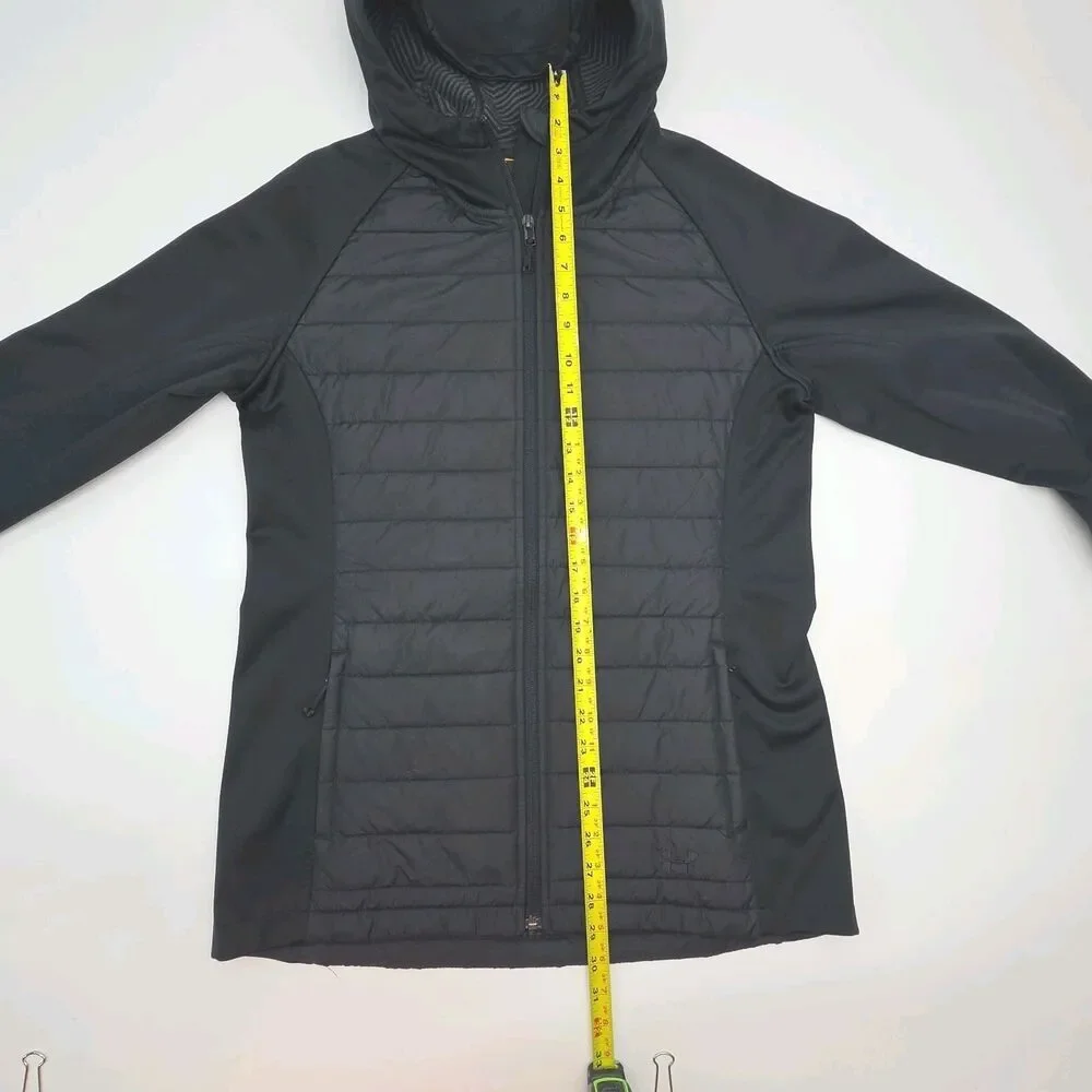 Under Armour Jacket Storm Black Primaloft Hoodie Men Sz Medium Zip Quilted Coat